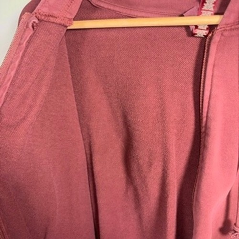 SKIMS Cotton Terry Zip Up Hoodie EUC Oversize Sz L Maroon Red Terry Loungewear - Picture 8 of 10